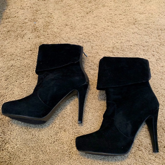 Shoes - Fold-Over Heeled Bootie
